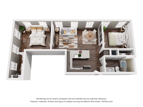 a 1 bedroom floor plan with a bathroom and a living room